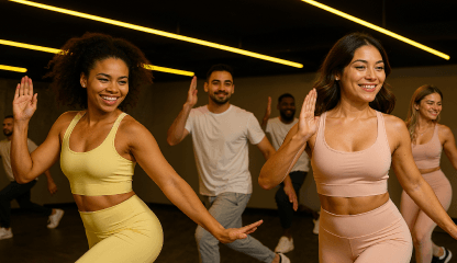 Alunas dançando Zumba na Smart Fit