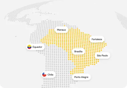 Mapa da presença da Smart Fit na América Latina