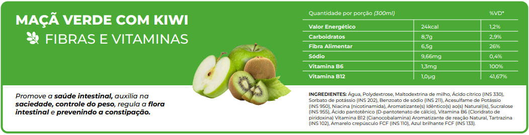 Tabela nutricional do sabor maçã verde com Kiwi do Smart Fit Energy
